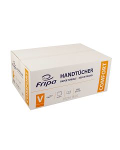 Fripa 4042101 Papiertücher Comfort: 2-lagig, 20x150 Tücher, 100% Zellstoff, V-Falz, reißfest, hochweiß
