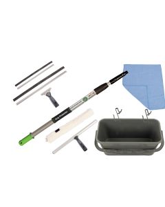 1,25m Teleskop Fensterputzer Set mit 25/35cm Abzieher, Zubehör & Eimer